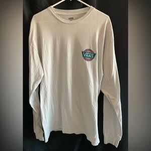 Vans Men's Long Sleeve Tee in Off-White with Chest Logo
